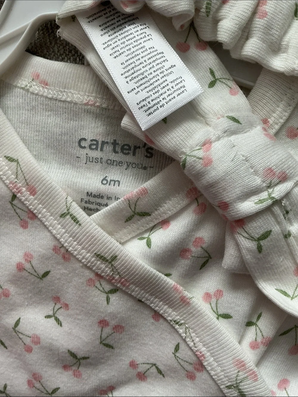 Carter's Cream and Pink Floral Infant Pajama Set
